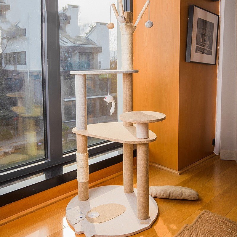 Arbre à Chat en Bois - Centre d'Activité Complet Griffoir Intégré - FELINA