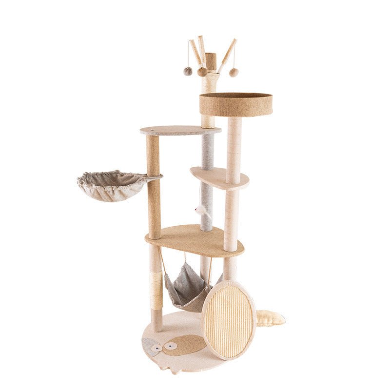 Arbre à Chat en Bois - Centre d'Activité Complet Griffoir Intégré - FELINA
