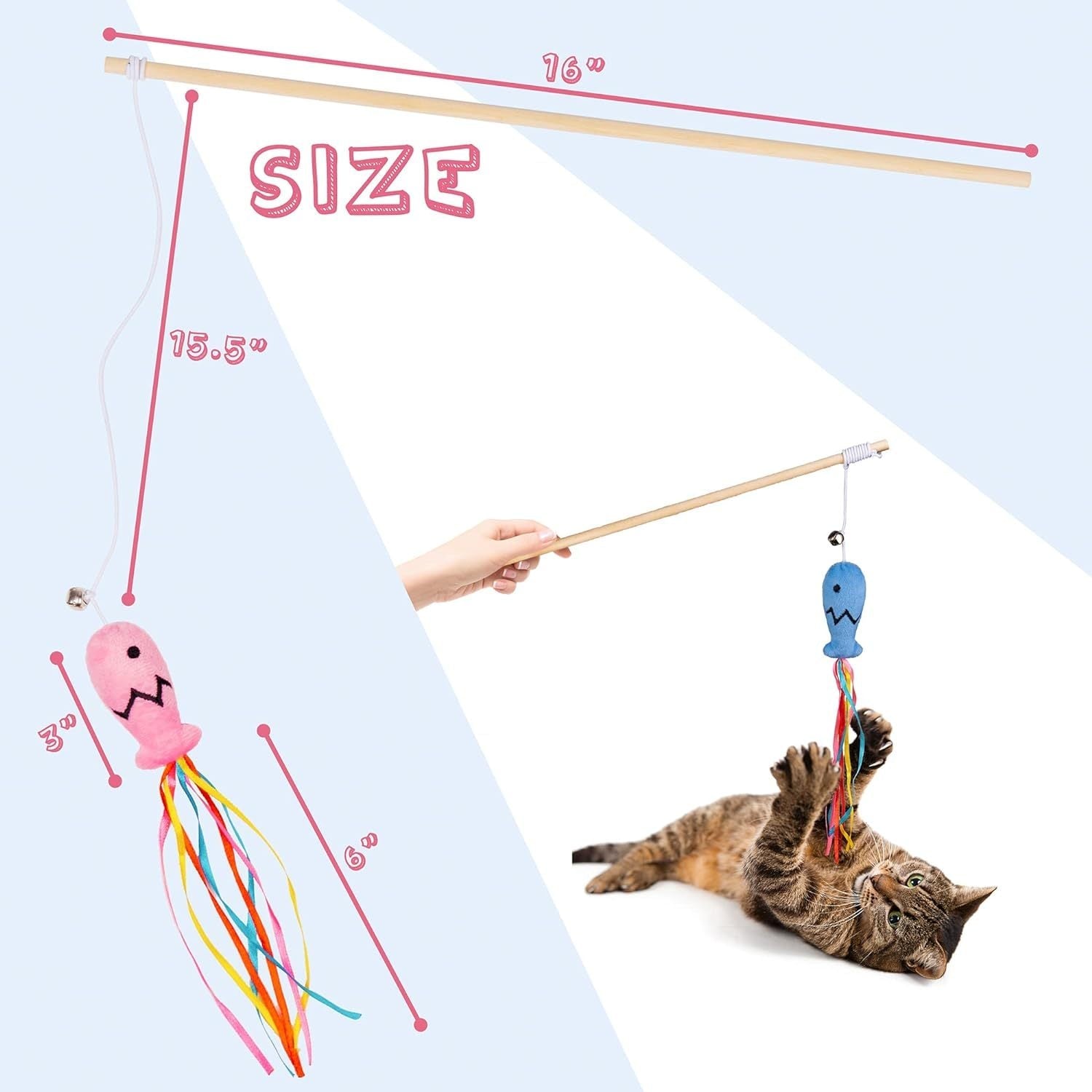 Jouet Ficelles Chat 3 - en - 1 - Rubans Herbe à Chat Grelots 40cm - FELINA